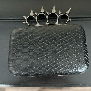 Cool black matte reptile  look leather purse